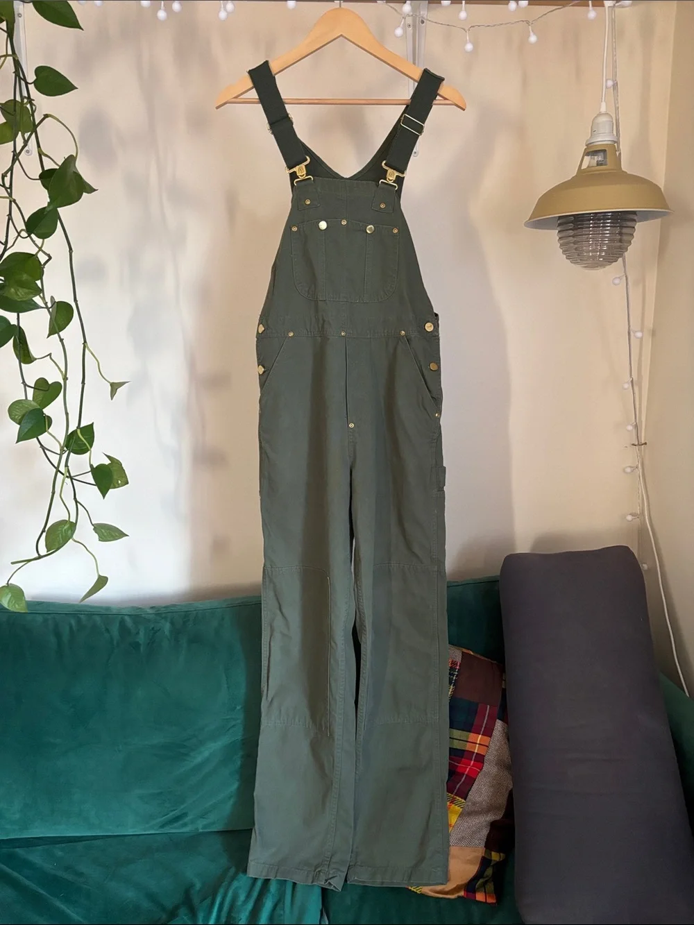 ‘Madepants’ Women's Green Workwear Overalls with Adjustable Straps - Picture 2 of 7